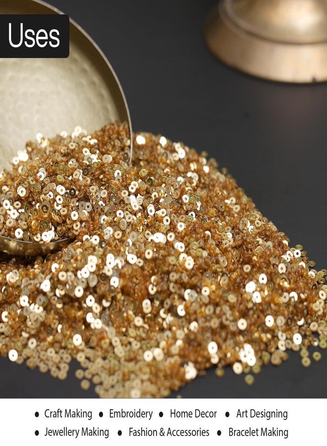 Embroiderymaterial 2 MM Sequins Sitara for Craft, Embroidery, and Jewellery Making (Dark Gold, 50 Gram) - Image 4